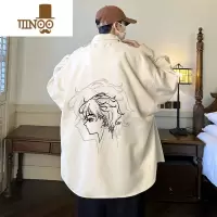 YANXU男友风廓形长袖衬衫男日系二次oversize高中生款衬衣外套潮