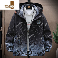 YANXU渐变色外套男款休闲帅气连帽夹克男青少年潮牌宽松防风冲锋衣