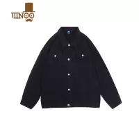YANXUMIJIU潮牌牛仔外套男黑色痞帅牛仔衣秋季复古工装夹克8109