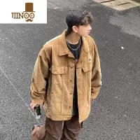YANXU2023新款春季美式复古高街纯色牛仔夹克男生简约宽松休闲百搭外套