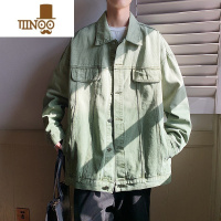 YANXU渐变刺绣牛仔外套男高街ins港风情侣衣服潮牌宽松工装夹克