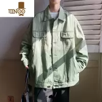 YANXU渐变刺绣牛仔外套男高街ins港风情侣衣服潮牌宽松工装夹克