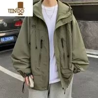 YANXU机能美式冲锋衣外套男宽松潮牌痞帅连帽oversize防水工装风衣夹克