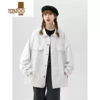 YANXU2023新款夹克男女潮牌感炸街宽松情侣白色牛仔外套百搭
