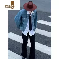 YANXU西海岸oversize外套男潮牌垫肩牛仔衣痞帅感短款工装夹克