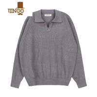 YANXU轻奢意式V领针织衫套头毛衣翻领复古男士长袖美式休闲春