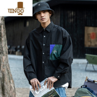 YANXUP白色日系复古衬衫男长袖宽松休闲青年男士衬衣外套潮