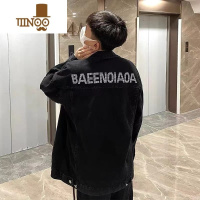 YANXU秋季新款牛仔外套男潮流精小伙夹克帅气网红同款后背烫钻上衣服
