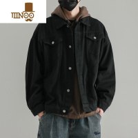 YANXU牛仔衣外套男翻领水洗做旧复古上衣飞行宽松休闲工装夹克潮