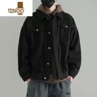 YANXU牛仔衣外套男翻领水洗做旧复古上衣飞行宽松休闲工装夹克潮