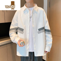 YANXU长袖衬衫男士防晒衣夏季日系宽松白色衬衣男款休闲寸衫外套
