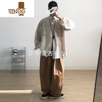 YANXU古着vintage衬衫男长袖上衣日系风格穿搭潮牌ins新款宽松外套