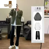 YANXU2022牛仔夹克外套男韩版潮流男生衣服一套搭配帅气休闲套装