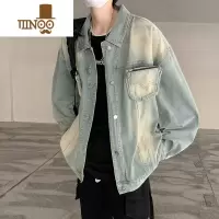 YANXU美式牛仔外套男水洗日系复古休闲潮牌高街痞风立体袋夹克