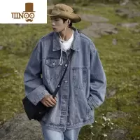 YANXU牛仔外套男士2023新款复古痞帅工装休闲夹克潮牌宽松上衣服