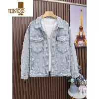 YANXU猫须破洞牛仔外套男款vibe痞帅工装夹克潮牌宽松设计感上衣