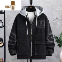 YANXU新款连帽可拆牛仔外套男修身帅气潮牌宽松青少年韩版男装衣服