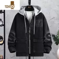 YANXU新款连帽可拆牛仔外套男修身帅气潮牌宽松青少年韩版男装衣服