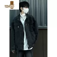YANXUins嘻哈美式复古做旧设计感牛仔外套男 秋季休闲百搭情侣装夹克潮