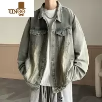 YANXU黄泥牛仔夹克外套男工装长袖美式潮牌复古痞帅宽松水洗褂子