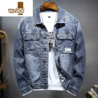YANXU潮牌美式复古牛仔外套男士潮流痞帅上衣服宽松休闲工装夹克