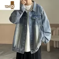 YANXU牛仔夹克男外套秋季宽松工装潮牌痞帅复古水洗感长袖上衣