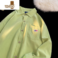 YANXU长袖衬衫男2023秋季日系cityboy学院风宽松翻领衬衣潮牌情侣外套