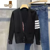 YANXU韩版潮流针织开衫毛衣男2023秋季休闲修身百搭薄款男士外套