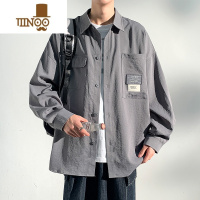 YANXU美式长袖衬衫男款潮牌感秋装上衣日系复古工装衬衣外套