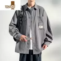 YANXU美式长袖衬衫男款潮牌感秋装上衣日系复古工装衬衣外套