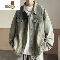 YANXU牛仔外套男休闲宽松夹克潮牌翻领痞帅气褂子美式新款上衣服