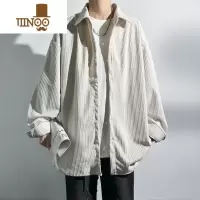 YANXU衬衫男长袖日系宽松痞帅衬衣外套男士潮牌工装翻领夹克上衣