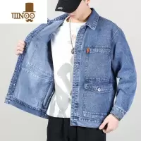 YANXU款牛仔外套2022新款日系潮牌多口袋工装宽松大码男装夹克