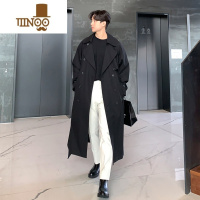 YANXU风衣外套男中长款日系战壕克苏鲁感卡其色过膝男士大衣