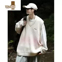 YANXU渐变鹿毛绒针织马甲男日系潮流dk制服宽松百搭V领背心毛衣