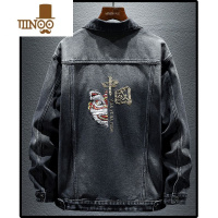 YANXU牛仔外套男潮牌翻领工装上衣帅气宽松百搭刺绣牛仔夹克男装