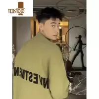 YANXU2023新款针织毛衣外套男生慵懒风宽松简约休闲拉链开衫潮流
