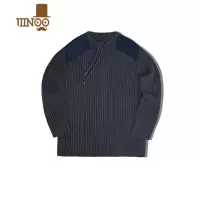 YANXU工装 美式复古竖条纹拼接毛衣圆领修身硬汉风战术针织衫男秋