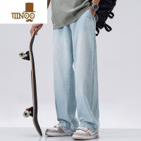YANXUWOODSOON男生牛仔裤潮牌百搭美式阔腿裤长裤水洗垂感裤子男