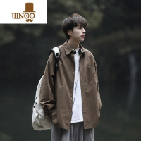 YANXU日系复古cityboy衬衫男长袖感外套款少年感穿搭工装衬衣