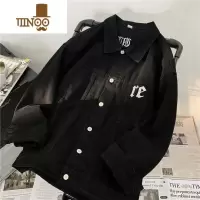 YANXU高街刺绣牛仔外套男款美式潮牌ins工装夹克宽松痞帅情侣衣服