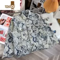 YANXU2022潮牌玫瑰花卉牛仔夹克男女宽松破坏暗纹情侣提花外套高版