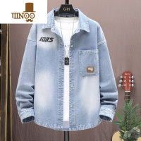 YANXU青少年套装牛仔长袖衬衫学生韩版日系工装衬衣外套帅气男装