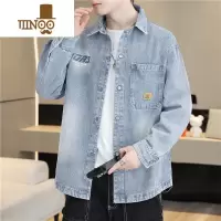YANXU牛仔衬衫男外套秋季个性百搭学生褂子帅气休闲夹克青少年长袖衬衣