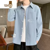 YANXU长袖衬衫男士日系宽松免烫衬衣潮牌感薄款休闲工装外套