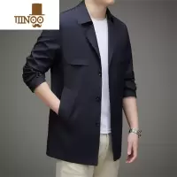 YANXU2023商务休闲高端纯色男士中长款夹克外套风衣男中青年翻领