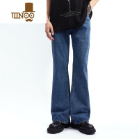 YANXU新款感复古水洗微喇牛仔裤男宽松直筒垂感显瘦百搭拖地裤男