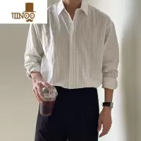 YANXU条纹衬衫男感小众痞帅休闲衬衣日系款长袖时尚百搭外套