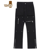 YANXU美式高街vibe风裤子男潮牌机能多口袋直筒工装拉链微喇叭牛仔裤