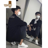 YANXU牛仔外套男烫钻字母潮牌网红同款精小伙痞帅夹克美式潮流上衣服